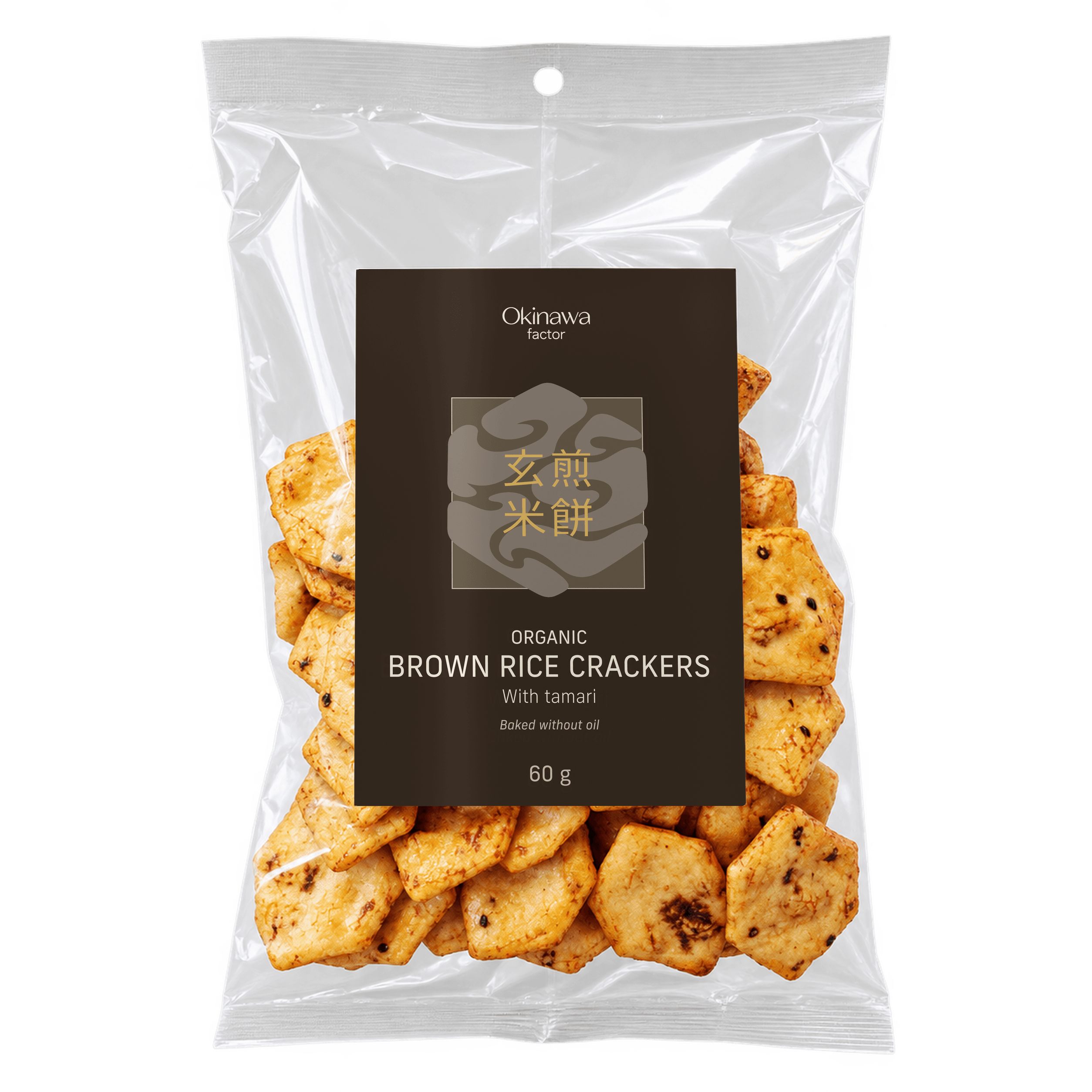 Okinawa Factor Brown Rice Crackers Tamari, 60 g pack